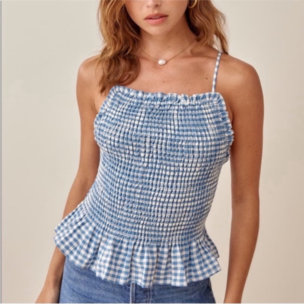 Reformation Blue Gingham Tank